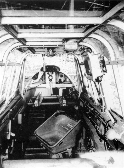 Inside the cockpit of a Messerschmitt Bf 110C-1 looking aft, over the ...