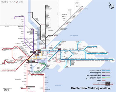 Greater new york regional rail railroad train lines - New York map