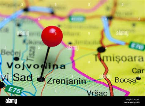 Zrenjanin pinned on a map of Serbia Stock Photo - Alamy