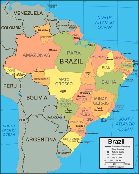 Brazil map with cities and states - Map of Brazil with cities and ...