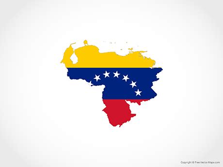 Printable Vector Map of Venezuela - Flag | Free Vector Maps