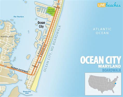 Map of North Ocean City, Maryland - Live Beaches