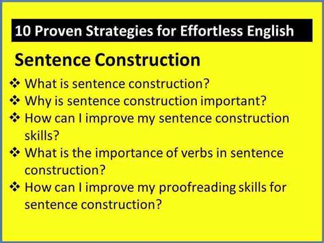 10 Proven Strategies for Effortless English Sentence Construction