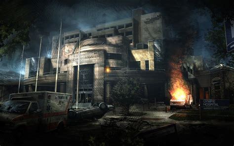 fire, Hospital, Ambulances, Concept art, Apocalyptic, Abandoned ...