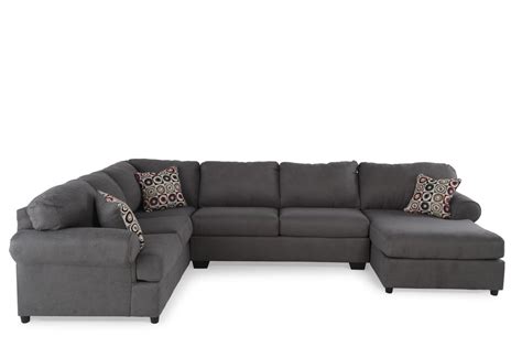 Three-Piece Microfiber 93" Sectional in Dark Gray | Mathis Brothers ...