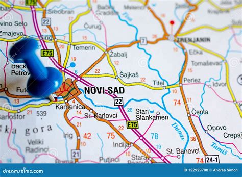 Novi Sad on map stock photo. Image of cartography, atlas - 122929708