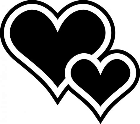 Two Hearts | Clipart black and white, Heart stencil, Heart drawing