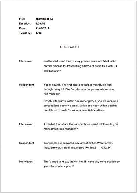 Interview Transcript Template