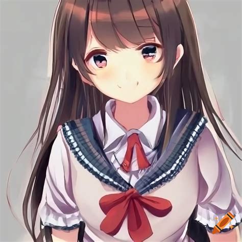 Cute anime girl in school uniform on Craiyon