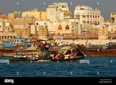 Old city of Deira at the Dubai Creek, Dubai, United Arab Emirates Stock ...