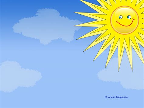 Smiley Sun and clouds- desktop wallpaper