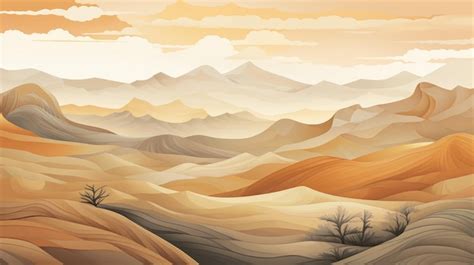 Premium AI Image | Vibrant Desert Landscape Drawing With Warm Color ...