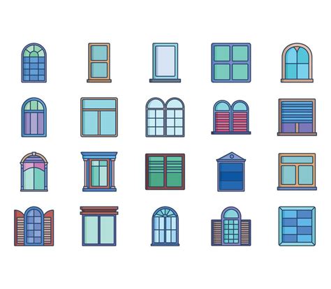 Windows and interior design icon set 12664129 Vector Art at Vecteezy