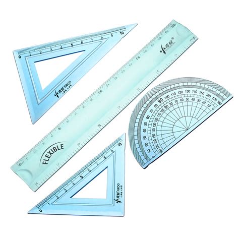 Math Set Flexible Rulers with Protractor Triangle Rulers 8 inch ...