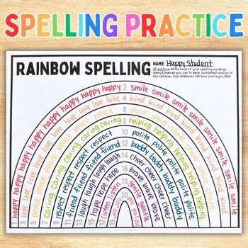 Rainbow Spelling Worksheet by Kaitlin Follero | TPT