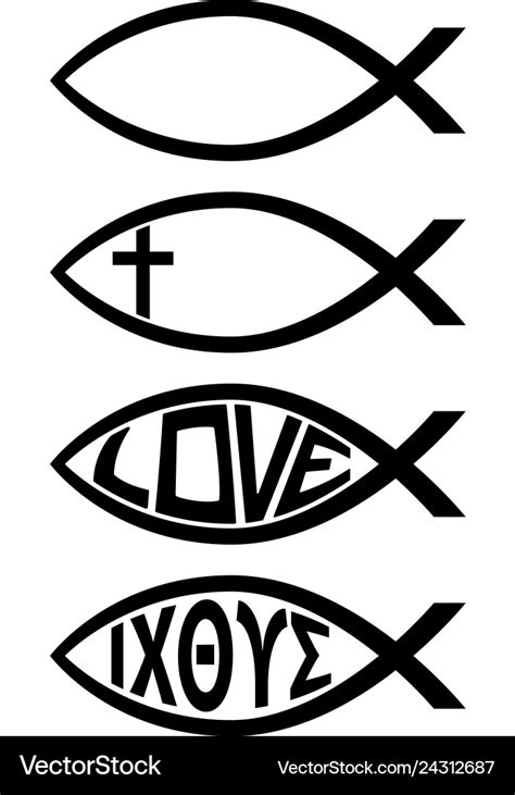 Ichthus christian fish symbol religious icon Vector Image