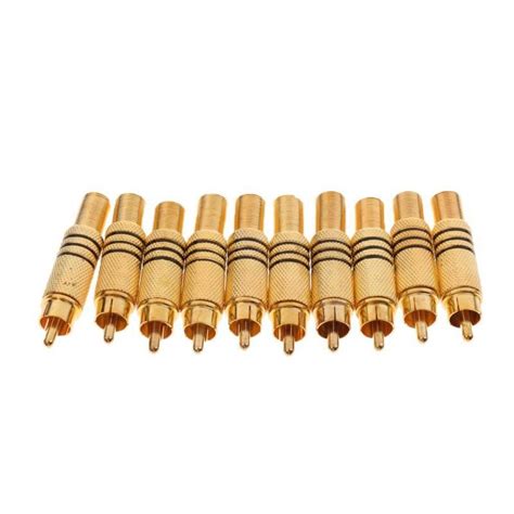 10 pack RCA Phono Male Plug Solder Soldering Connector Adapter Terminal ...