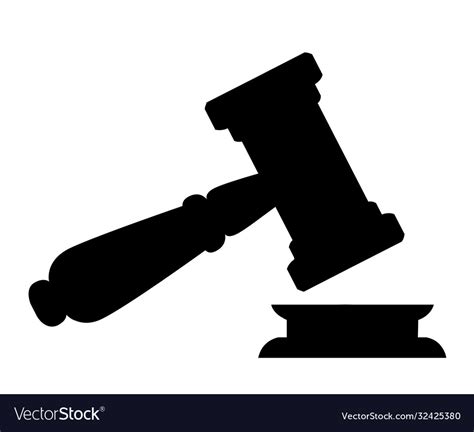 Black silhouette judge wood hammer gavel Vector Image