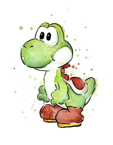 Yoshi Watercolor Art Print, Yoshi Print, Yoshi Art, Yoshi Painting ...