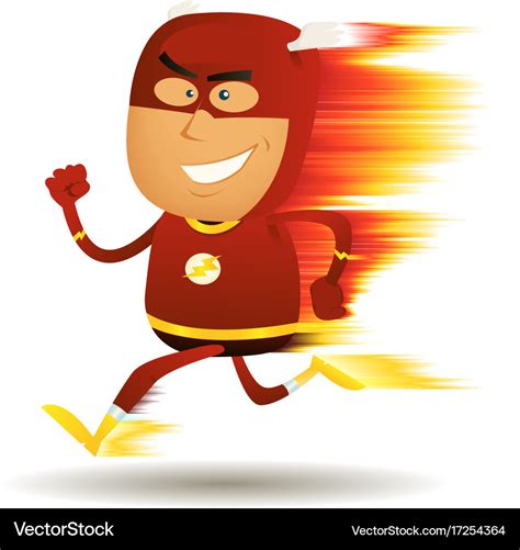 Comic fast running superhero Royalty Free Vector Image