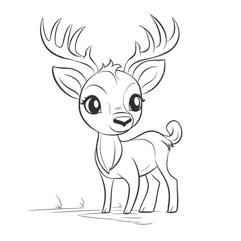 Cute Baby Reindeer Coloring Pages Outline Sketch Drawing Vector, Deer ...