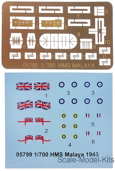 Trumpeter - HMS Malaya, 1943 - plastic scale model kit in 1:700 scale ...