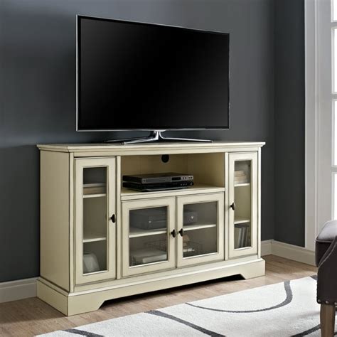 Manor Park Transitional Highboy Glass Door Antique Wood TV Stand ...