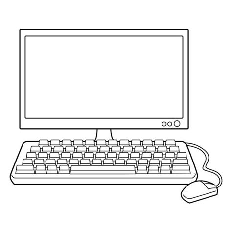 Computer Clip Art Black And White | Computer drawing, Black and white ...