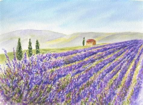 Lavender Field Watercolor Print or Original Painting Lavender - Etsy ...