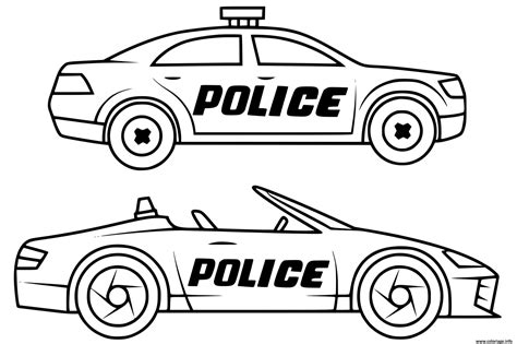 Coloriage Deux Voitures De Polices Rapides Gendarmerie Dessin Police à ...