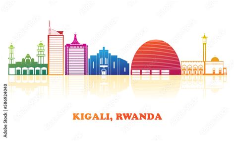 Colourfull Skyline panorama of city of Kigali, Rwanda - vector ...