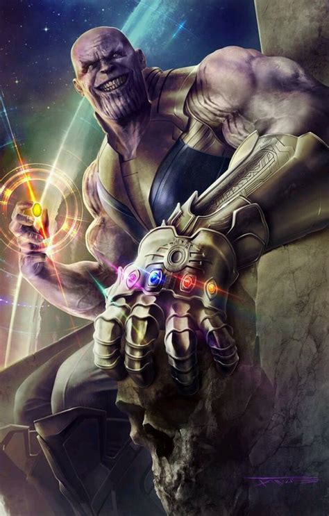 Fan art of Thanos with the Infinity gauntlet and stones : marvelstudios