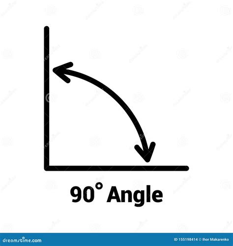 90 Degree Angle Icon, Isolated Icon with Angle Symbol and Text Stock ...