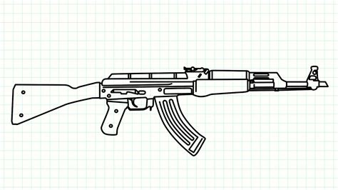 How to Draw AK 47 Step by Step ( Gun Drawing ) / Kalashnikov Drawing ...