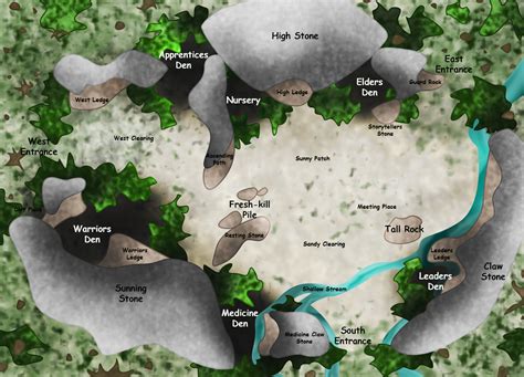 ThunderClan Camp - Map by CaptainMorwen on DeviantArt