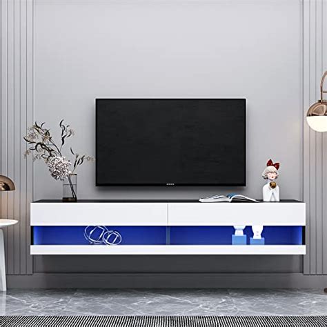 Buy DMAITH 75 inch TV Stand with LED Lights, Floating Entertainment ...