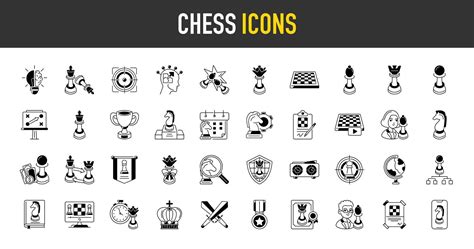 Chess icon set. Such as queen, strategy, checkmate, board, clock ...