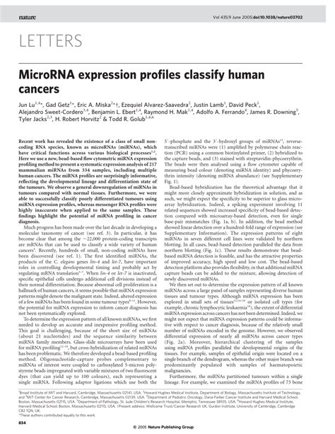 (PDF) MicroRNA expression profiles classify human cancers