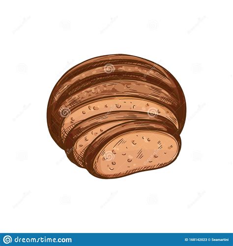 Brown Bread Loaf Sketch Icon Stock Vector - Illustration of wheat ...