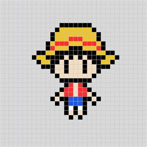 Luffy (One Piece) Anime - Pixel Art Patterns | Patrón de punto de cruz ...