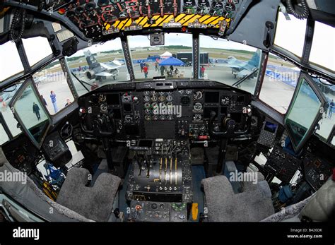 Cockpit of C-130 Hercules of USAF during an air show, Elmendorf air ...