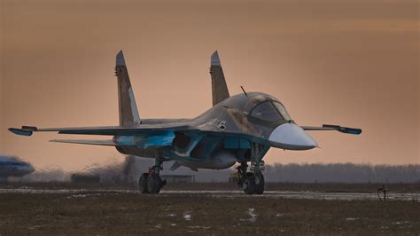 Blue and gray jet fighter, army, Sukhoi Su-34, Russian Air Force ...