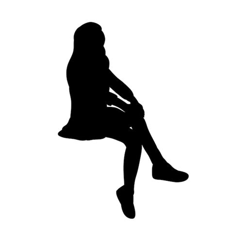 Premium Vector | Vector isolated black silhouette girl sitting