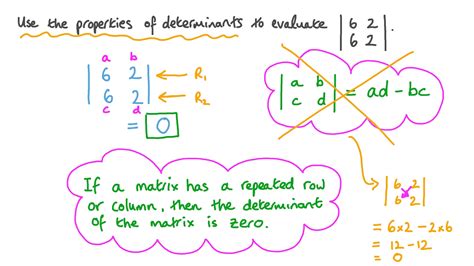 Question Video: Using the Properties of Determinants to Find the ...