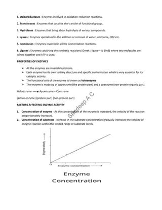 Enzymes notes, enzyme chapter | PDF | Free Download