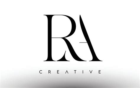 RA Minimalist Serif Modern Letter Logo in Black and White. RA Creative ...