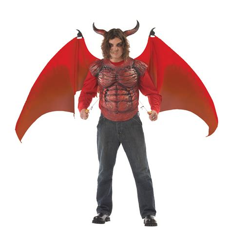 Deluxe Demon Wings and Chest Piece Adult Costume Kit - Red - SpicyLegs.com