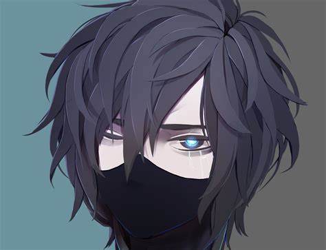 Download Blue Eyes Black Hair Scar Mask Anime Original HD Wallpaper by ...