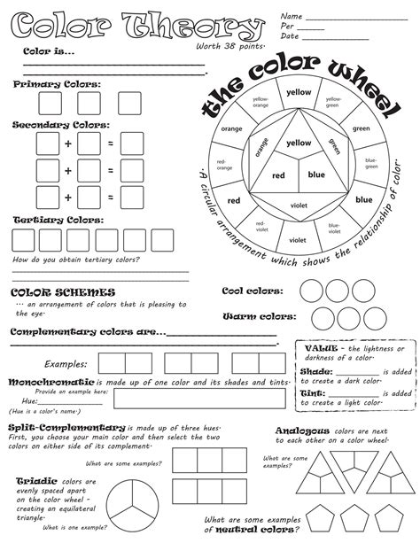 Color theory Worksheet Answer Key Best Color theory Art Classroom ...