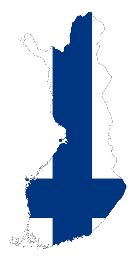 OnlineLabels Clip Art - Finland Map Flag With Stroke